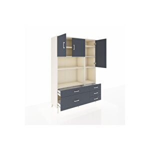 Hyperion Gardrop 8 Raflı 5 Çekmeceli 3 Kapaklı 132x44x195 Aytaşı-antrasit