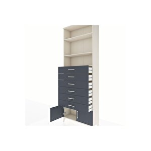 Arges Dolap 3 Raflı 6 Çekmeceli 2 Kapaklı 88x30x243 Aytaşı-antrasit