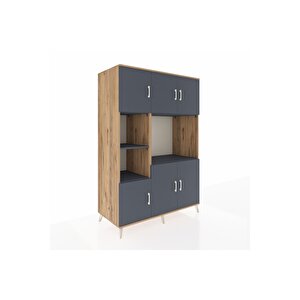 Kronos Dolap 9 Raflı 6 Kapaklı 132x59x195 Çam-antrasit/antrasit