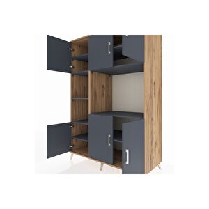 Kronos Dolap 9 Raflı 6 Kapaklı 132x59x195 Çam-antrasit/antrasit