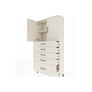 Arges Dolap 2 Raflı 5 Çekmeceli 2 Kapaklı 88x30x182 Aytaşı-aytaşı
