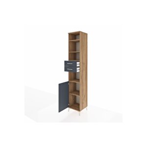 Hyperion Dolap 5 Raflı 2 Çekmeceli Tek Kapaklı 44x44x243 Çam-antrasit