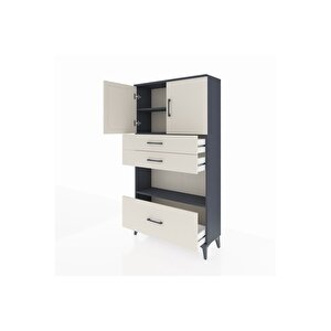 Arges Dolap 3 Raflı 3 Çekmeceli 2 Kapaklı 88x30x163 Antrasit-aytaşı