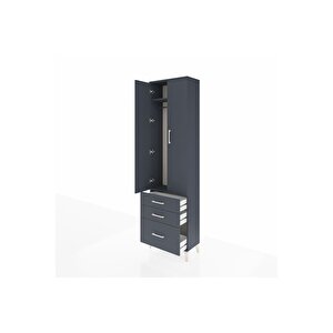Arges Dolap 2 Raflı 3 Çekmeceli Tek Askılı 60x30x221 Antrasit-antrasit