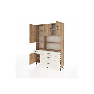 Arges Dolap 9 Raflı 4 Çekmeceli 4 Kapaklı 132x30x195 Çam-çam/aytaşı