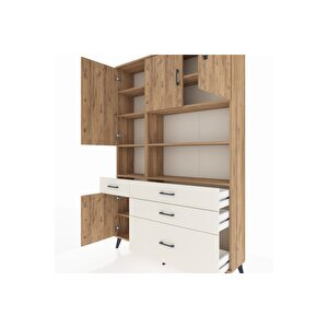 Arges Dolap 9 Raflı 4 Çekmeceli 4 Kapaklı 132x30x195 Çam-çam/aytaşı