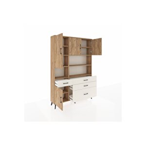 Arges Dolap 9 Raflı 4 Çekmeceli 4 Kapaklı 132x30x195 Çam-çam/aytaşı