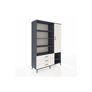 Hyperion Gardrop 9 Raflı 3 Çekmeceli Tek Kapaklı  132x44x195 Antrasit-aytaşı