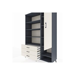 Hyperion Gardrop 9 Raflı 3 Çekmeceli Tek Kapaklı  132x44x195 Antrasit-aytaşı