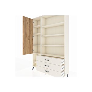 Arges Dolap 9 Raflı 3 Çekmeceli Tek Kapaklı  132x30x195 Aytaşı-çam/aytaşı