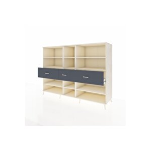 Kronos Dolap 9 Raflı 3 Çekmeceli  220x59x163 Aytaşı-aytaşı/antrasit