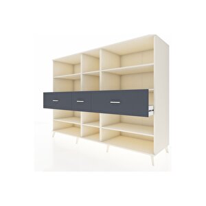 Kronos Dolap 9 Raflı 3 Çekmeceli  220x59x163 Aytaşı-aytaşı/antrasit