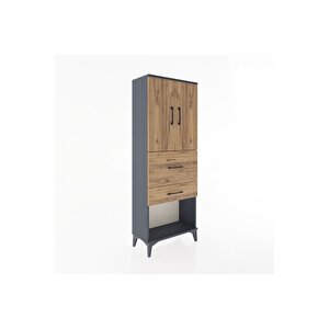 Arges Dolap 3 Raflı 2 Çekmeceli 2 Kapaklı 60x30x163 Antrasit-çam