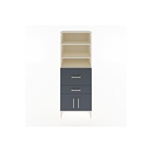 Hyperion Dolap 3 Raflı 2 Çekmeceli 2 Kapaklı 60x44x163 Aytaşı-antrasit