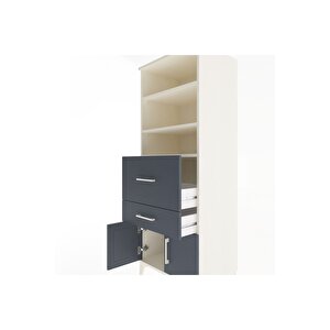 Hyperion Dolap 3 Raflı 2 Çekmeceli 2 Kapaklı 60x44x163 Aytaşı-antrasit