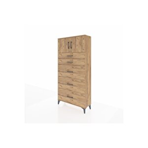 Arges Dolap Tek Raflı 5 Çekmeceli 2 Kapaklı 88x30x182 Çam-çam