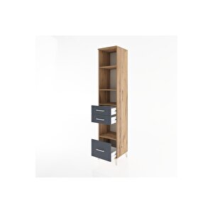 Hyperion Dolap 4 Raflı 3 Çekmeceli 44x44x221 Çam-antrasit