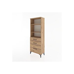 Arges Dolap 3 Raflı 3 Çekmeceli 60x30x163 Çam-çam