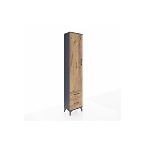 Arges Dolap 4 Raflı 2 Çekmeceli Tek Kapaklı 44x30x221 Antrasit-çam