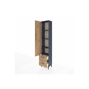 Arges Dolap 4 Raflı 2 Çekmeceli Tek Kapaklı 44x30x221 Antrasit-çam