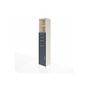 Hyperion Dolap 3 Raflı 4 Çekmeceli Tek Kapaklı 44x44x243 Aytaşı-antrasit