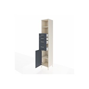 Hyperion Dolap 3 Raflı 4 Çekmeceli Tek Kapaklı 44x44x243 Aytaşı-antrasit