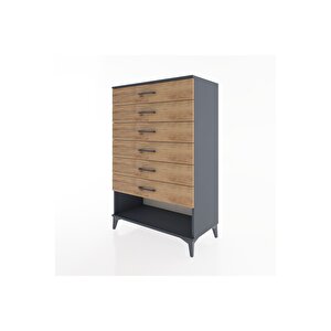 Hyperion Dolap 6 Çekmeceli 88x44x134 Antrasit-çam