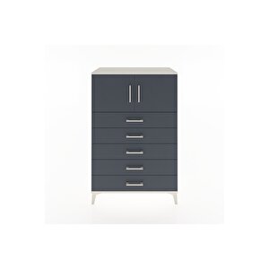 Hyperion Dolap Tek Raflı 5 Çekmeceli 2 Kapaklı 88x44x134 Aytaşı-antrasit