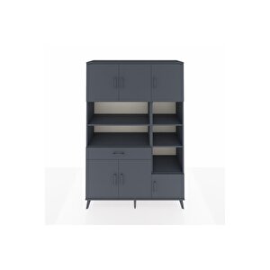 Hyperion Gardrop 10 Raflı Tek Çekmeceli 6 Kapaklı 132x44x195 Antrasit-antrasit