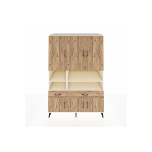 Kronos Dolap 8 Raflı 2 Çekmeceli 6 Kapaklı 132x59x195 Aytaşı-çam/çam