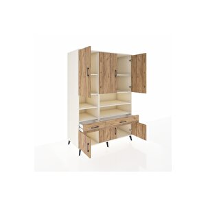 Kronos Dolap 8 Raflı 2 Çekmeceli 6 Kapaklı 132x59x195 Aytaşı-çam/çam