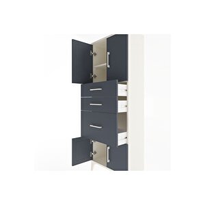 Arges Dolap 2 Raflı 3 Çekmeceli 4 Kapaklı 60x30x163 Aytaşı-antrasit