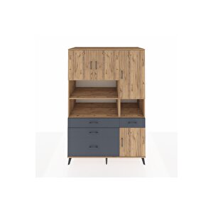 Kronos Dolap 9 Raflı 4 Çekmeceli 4 Kapaklı 132x59x195 Çam-çam/antrasit