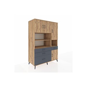 Kronos Dolap 9 Raflı 4 Çekmeceli 4 Kapaklı 132x59x195 Çam-çam/antrasit