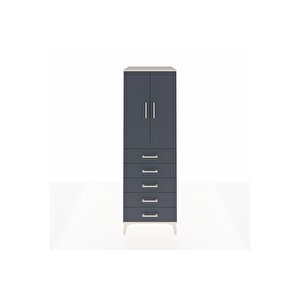 Kronos Dolap Tek Raflı 5 Çekmeceli Tek Askılı 60x59x182 Aytaşı-antrasit
