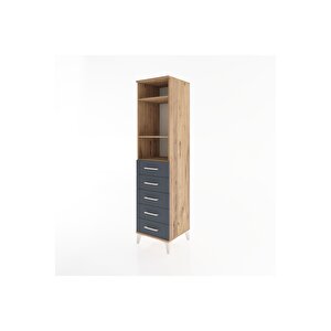 Hyperion Dolap 3 Raflı 5 Çekmeceli 44x44x182 Çam-antrasit