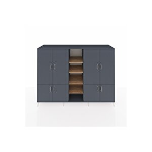Kronos Dolap 14 Raflı 8 Kapaklı 220x59x163 Antrasit-antrasit/çam