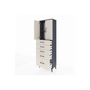 Arges Dolap 2 Raflı 5 Çekmeceli 2 Kapaklı 60x30x182 Antrasit-aytaşı
