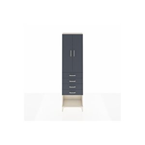 Arges Dolap 3 Raflı 4 Çekmeceli 2 Kapaklı 60x30x221 Aytaşı-antrasit