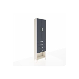 Arges Dolap 3 Raflı 4 Çekmeceli 2 Kapaklı 60x30x221 Aytaşı-antrasit