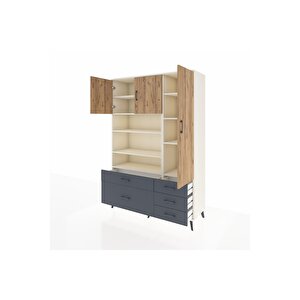 Hyperion Dolap 9 Raflı 5 Çekmeceli 3 Kapaklı 132x44x195 Aytaşı-çam/antrasit