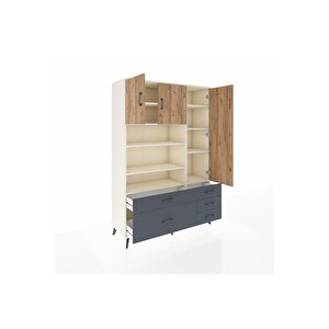 Hyperion Dolap 9 Raflı 5 Çekmeceli 3 Kapaklı 132x44x195 Aytaşı-çam/antrasit