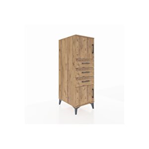 Kronos Dolap Tek Raflı 3 Çekmeceli 2 Kapaklı 44x59x134 Çam-çam