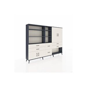 Arges Dolap 10 Raflı 6 Çekmeceli 4 Kapaklı 220x30x163 Antrasit-aytaşı