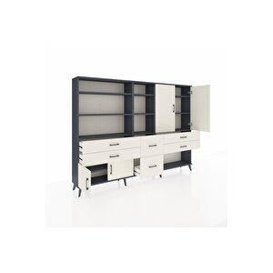 Arges Dolap 10 Raflı 6 Çekmeceli 4 Kapaklı 220x30x163 Antrasit-aytaşı