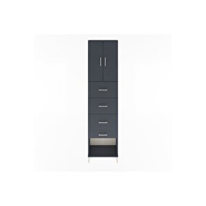 Arges Dolap Tek Raflı 4 Çekmeceli 2 Kapaklı 60x30x243 Antrasit-antrasit