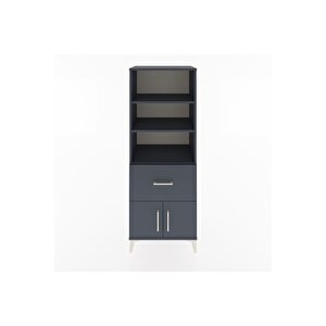 Hyperion Dolap 3 Raflı Tek Çekmeceli 2 Kapaklı 60x44x163 Antrasit-antrasit