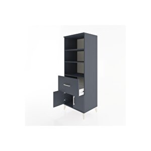 Hyperion Dolap 3 Raflı Tek Çekmeceli 2 Kapaklı 60x44x163 Antrasit-antrasit