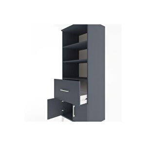 Hyperion Dolap 3 Raflı Tek Çekmeceli 2 Kapaklı 60x44x163 Antrasit-antrasit