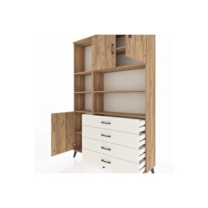 Arges Dolap 8 Raflı 4 Çekmeceli 3 Kapaklı 132x30x195 Çam-çam/aytaşı